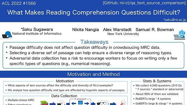 What Makes Reading Comprehension Questions Difficult?