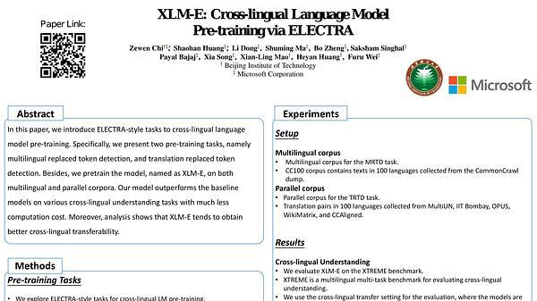 XLM-E: Cross-lingual Language Model Pre-training via ELECTRA