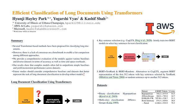 Efficient Classification of Long Documents Using Transformers