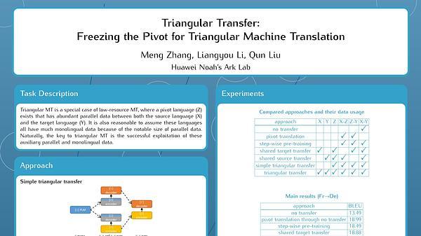 Triangular Transfer: Freezing the Pivot for Triangular Machine Translation