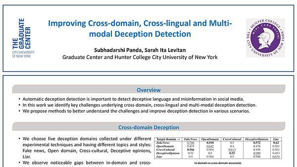  Improving Cross-domain, Cross-lingual and Multi-modal Deception Detection