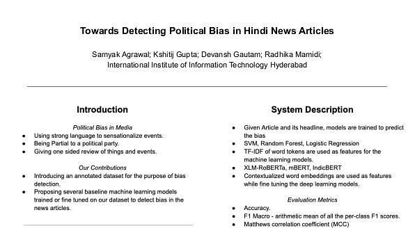  Towards Detecting Political Bias in Hindi News Articles