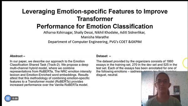 Leveraging Emotion-Specific features to improve Transformer performance for Emotion Classification