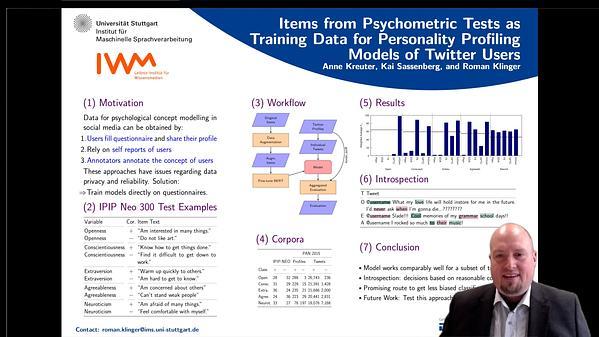 Items from Psychometric Tests as Training Data for Personality Profiling Models of Twitter Users