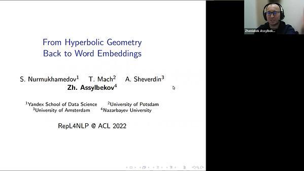 From Hyperbolic Geometry Back to Word Embeddings