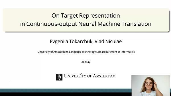 On Target Representation in Continuous-output Neural Machine Translation