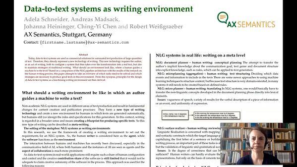 Data-to-text systems as writing environment