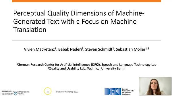 Perceptual Quality Dimensions of Machine-Generated Text with a Focus on Machine Translation
