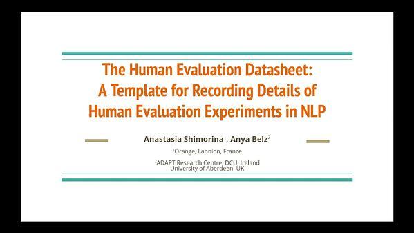The Human Evaluation Datasheet: A Template for Recording Details of Human Evaluation Experiments in NLP