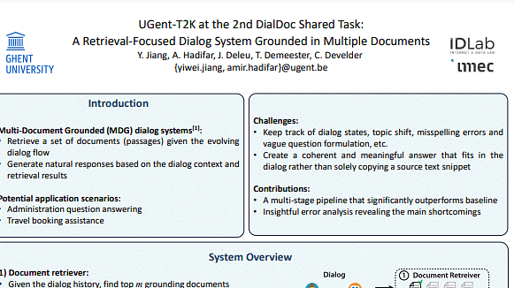 UGent-T2K at the 2nd DialDoc Shared Task: A Retrieval-Focused Dialog System Grounded in Multiple Documents