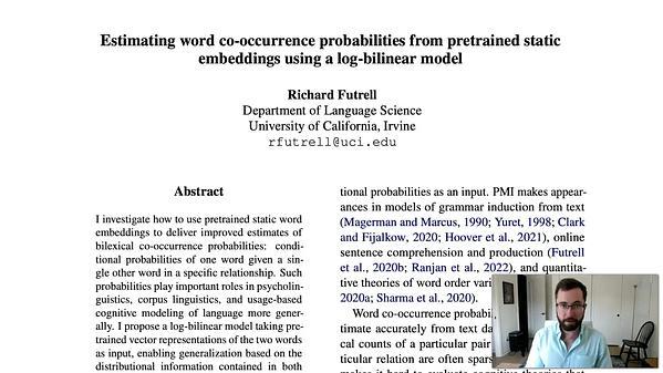 Estimating word co-occurrence probabilities from pretrained static embeddings using a log-bilinear model