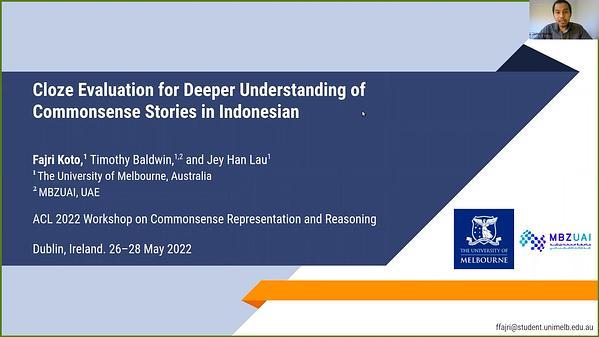 Cloze Evaluation for Deeper Understanding of Commonsense Stories in Indonesian