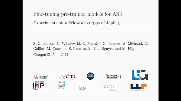 Fine-tuning pre-trained models for Automatic Speech Recognition, experiments on a fieldwork corpus of Japhug (Trans-Himalayan family)