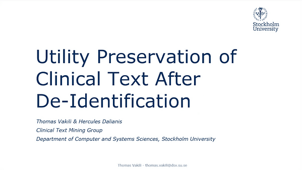 Utility Preservation of Clinical Text After De-Identification