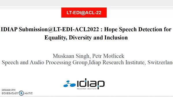 Hope Speech Detection for Equality, Diversity and Inclusion