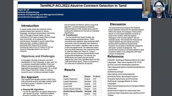 Abusive Detection in Tamil