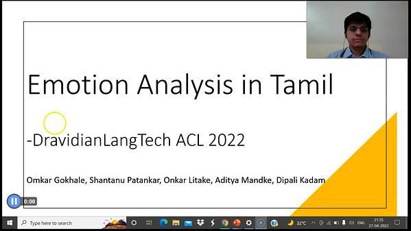 Emotion Analysis in Tamil