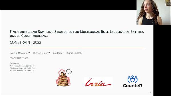 Fine-tuning and Sampling Strategies for Multimodal Role Labeling of Entities under Class Imbalance