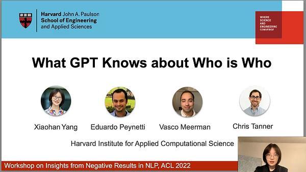 What GPT Knows About Who is Who