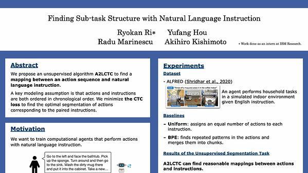 Finding Sub-task Structure with Natural Language Instruction