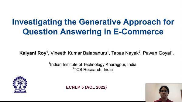 Investigating the Generative Approach for Question Answering in E-Commerce