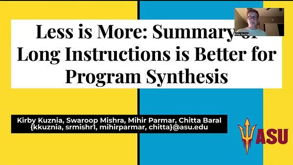 Less is More: Summary of Long Instructions is Better for Program Synthesis