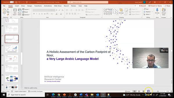 A Holistic Assessment of the Carbon Footprint of Noor, a Very Large Arabic Language Model