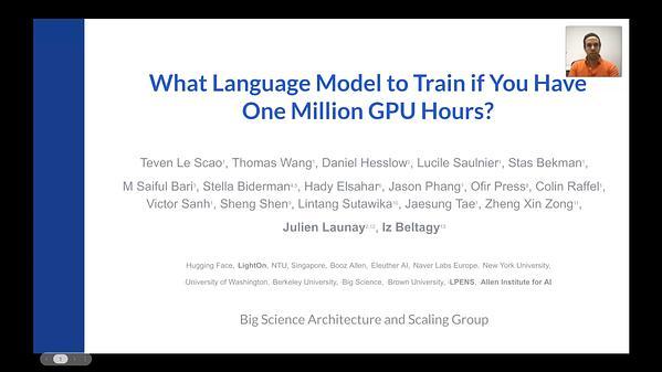 What Language Model to Train if You Have One Million GPU Hours?