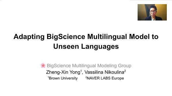 Adapting BigScience Multilingual Model to Unseen Languages