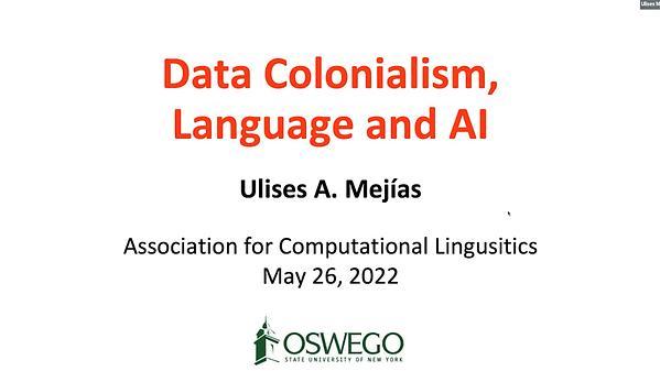 Data Colonialism and Language Technology