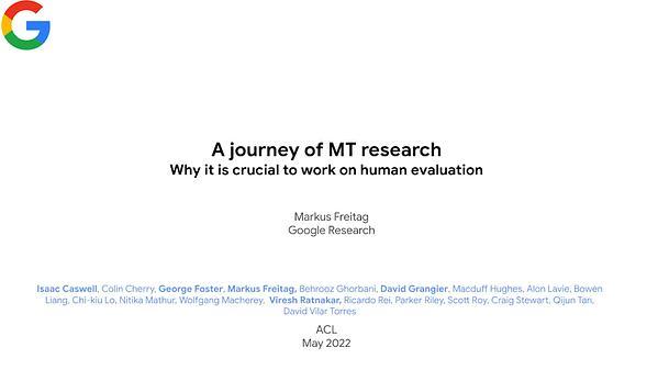 A journey of MT research: Why it is crucial to work on human evolution