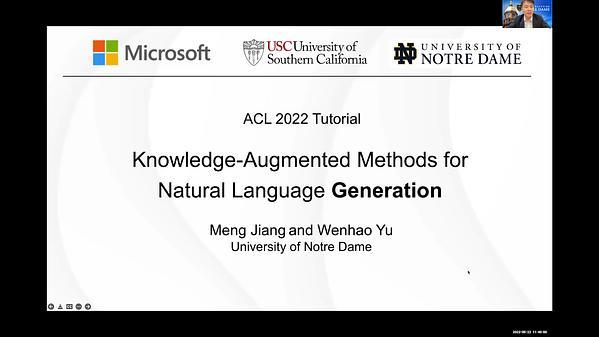 Knowledge-Augmented Methods for Natural Language Processing: Knowledge in Natural Language Generation