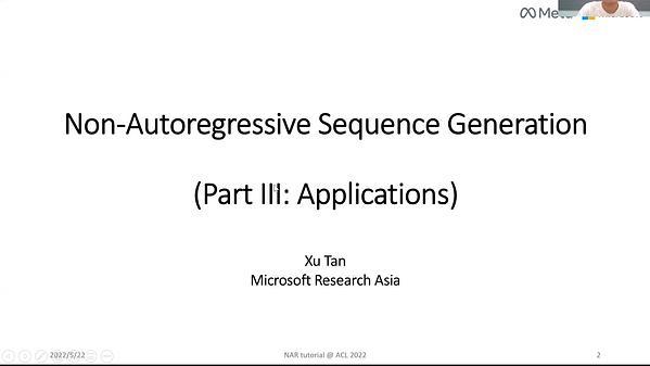 Non-Autoregressive Sequence Generation - Applications