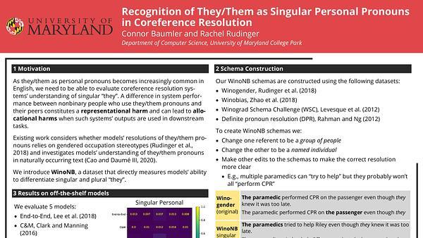 Recognition of They/Them as Singular Personal Pronouns in Coreference Resolution