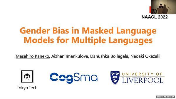 Gender Bias in Masked Language Models for Multiple Languages
