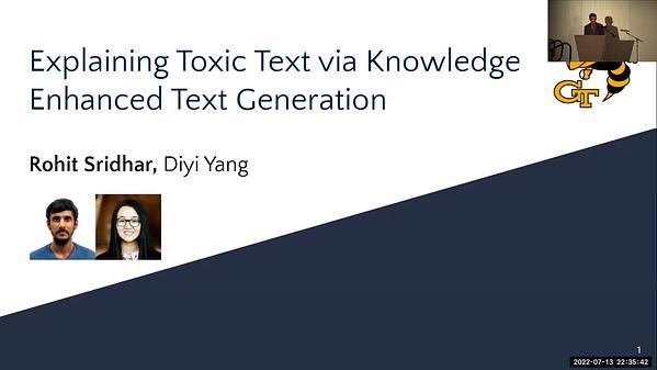 Explaining Toxic Text via Knowledge Enhanced Text Generation