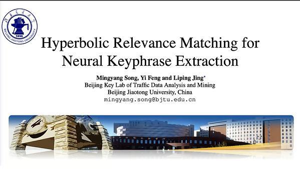 Hyperbolic Relevance Matching for Neural Keyphrase Extraction