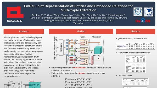 EmRel: Joint Representation of Entities and Embedded Relations for Multi-triple Extraction