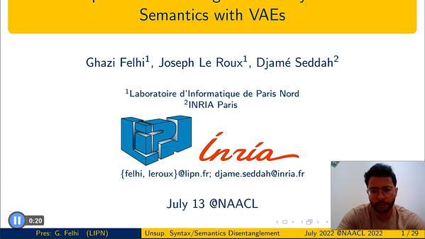 Exploiting Inductive Bias in Transformers for Unsupervised Disentanglement of Syntax and Semantics with VAEs