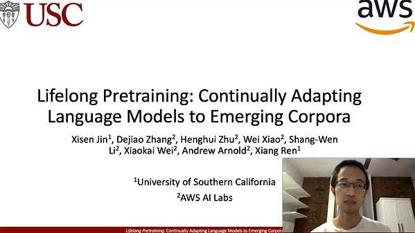 Lifelong Pretraining: Continually Adapting Language Models to Emerging Corpora