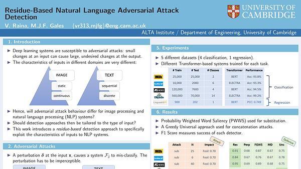 Residue-Based Natural Language Adversarial Attack Detection