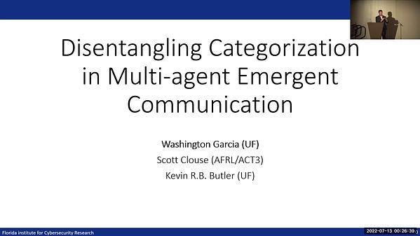 Disentangling Categorization in Multi-agent Emergent Communication