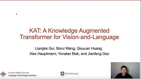 KAT: A Knowledge Augmented Transformer for Vision-and-Language