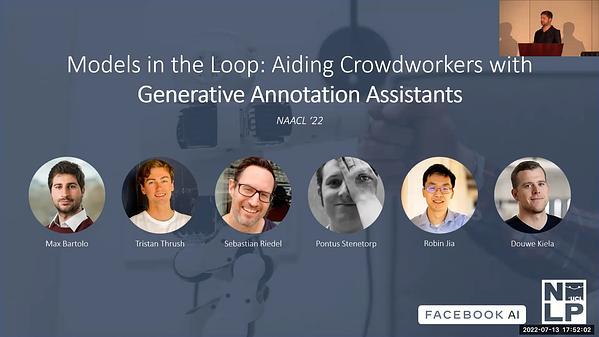 Models in the Loop: Aiding Crowdworkers with Generative Annotation Assistants