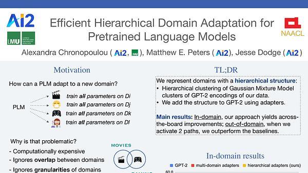 Efficient Hierarchical Domain Adaptation for Pretrained Language Models