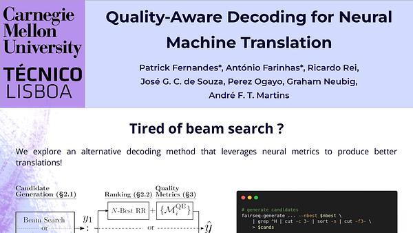 Quality-Aware Decoding for Neural Machine Translation