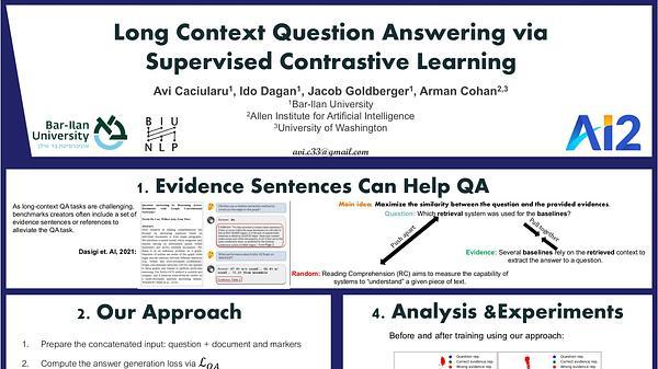Long Context Question Answering via Supervised Contrastive Learning