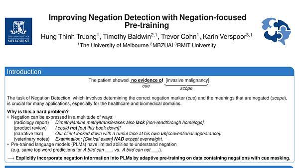 Improving negation detection with negation-focused pre-training