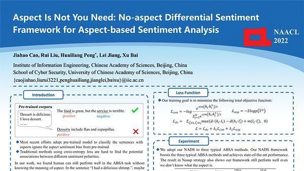 Aspect Is Not You Need: No-aspect Differential Sentiment Framework for Aspect-based Sentiment Analysis