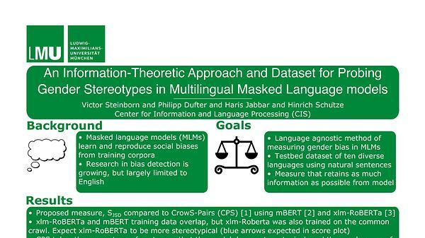 An Information-Theoretic Approach and Dataset for Probing Gender Stereotypes in Multilingual Masked Language Models
